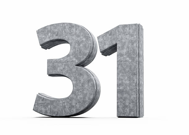 istock Concrete Number Thirty One 31 Digit Made Of Grey Concrete Stone White Background 3d Illustration 2236548190