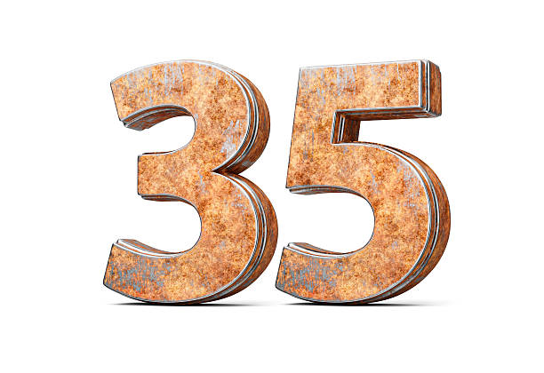 istock Number Thirty Five 35 Digit Made Of Old Rusty Iron Metal Texture White Background 3d Illustration 2236548197