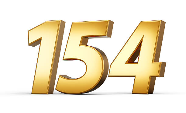 istock 3d number 154 one hundred fifty four Gold text isolated on white background with reflection 3d illustration 2236548508