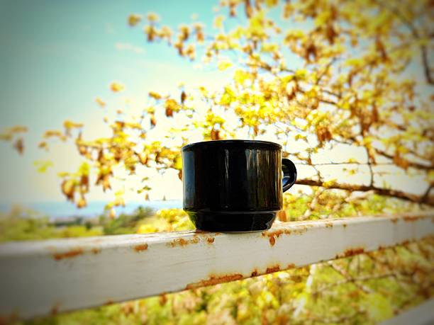 Morning coffee under autumn sky
