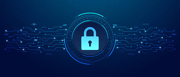 istock Concept of cyber security and digital protection technology. Padlock on HUD frame and circuit board. Password privacy on an online system, secure data from crime, virus cyber. Vector illustration. 2236553280