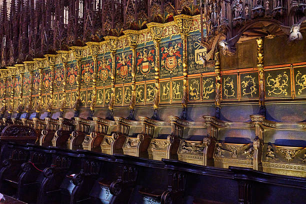 Interior of Santa Maria del Pi, a gothic church located in Barri Gòtic district of the city. Barcelona. Catalonia. Spain.