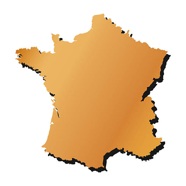 istock gold colored map of France with shadow 2236556777