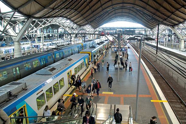 Group of people during rush hour on a platform at the railway station