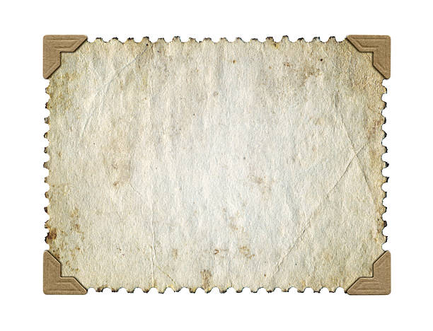 Blank postage stamp paper with photo corner isolated