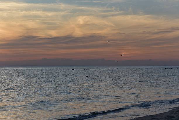 Sunset over the Baltic Sea in Poland