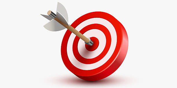 istock Red dart target icon with arrow isolated on white background. 3d style design of business goal. Success finance marketing strategy. 2236564956