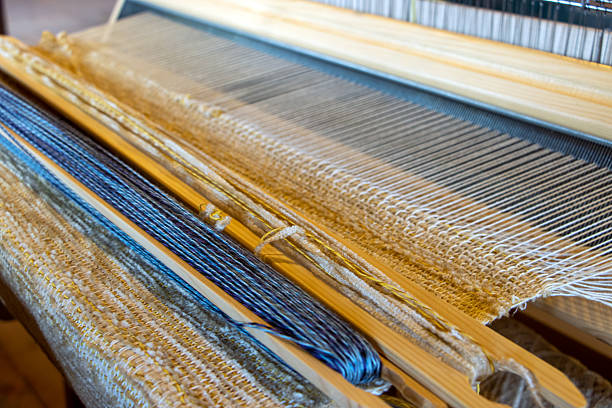 The detailed look at a old weaving loom