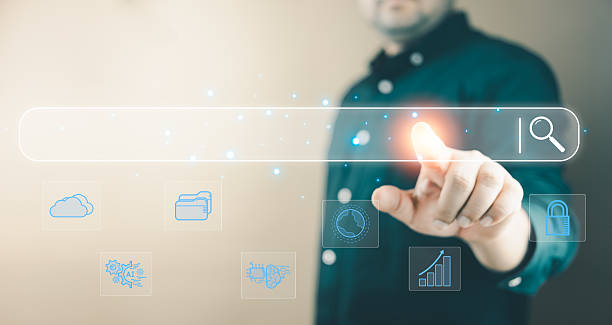 istock Businessman with AI search bar to enhance information search using artificial intelligence technology. 2236569832