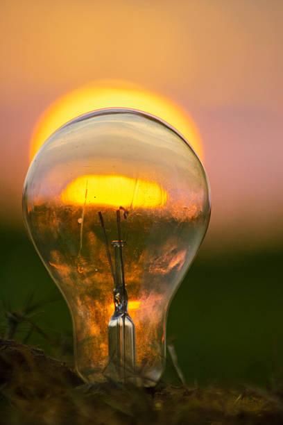 istock Glowing Light Bulb at Sunset Representing Green Renewable Energy 2236574709