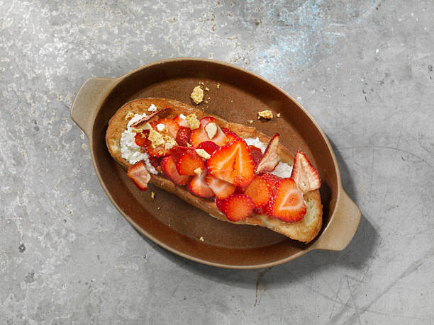Ricotta and Strawberry Toast on French Bread