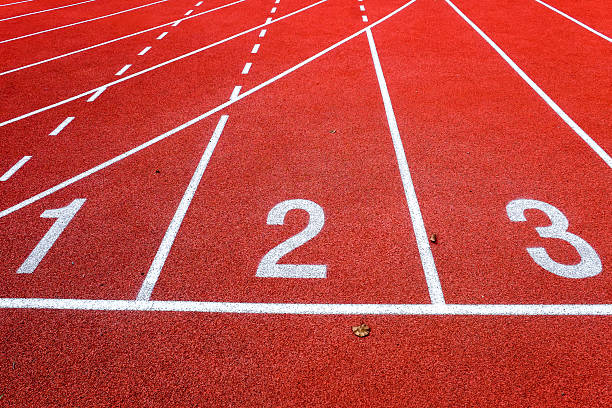 istock Running track with numbers in the stadium 2236577813