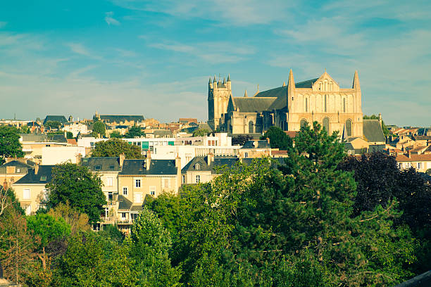 Poitiers Cathedral and St Radegonde Church in the city of Poitiers in west central France.