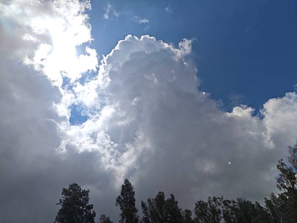 Thick clouds cover the surrounding nature