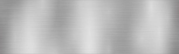 istock Shiny brushed metal texture background, horizontal shiny lustrous metallic dull polished stainless steel, metal wide textured plate brushed gradient, industrial grey silver rough metallic plate 2236586529