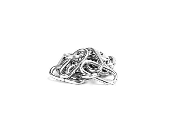 istock Pile of loose silver chain links isolated on white background. 2236592018