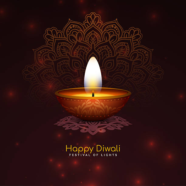 istock Happy Diwali Indian festival celebration card design with lamp 2236598778
