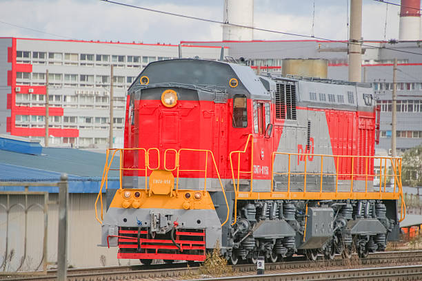 May 5, 2019, Russia, St. Petersburg, a shunting locomotive traveling along a railway