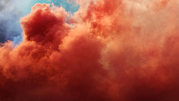 istock Dense red smoke drifting through air, festive abstract composition. 2236606778