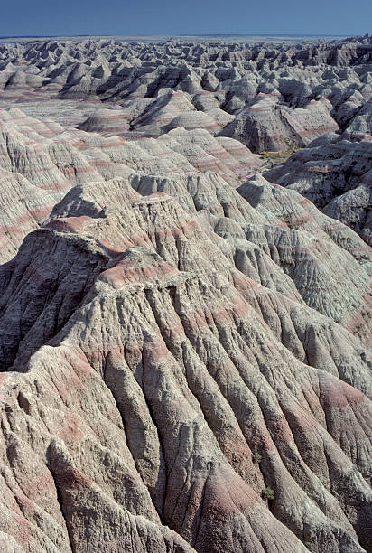 A close-up photograph of formations in Badlands National Park