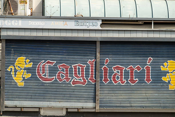 Cagliari, Sardinia, Italy Aug 14, 2025 A sign on a closed kiosk says Caglari.