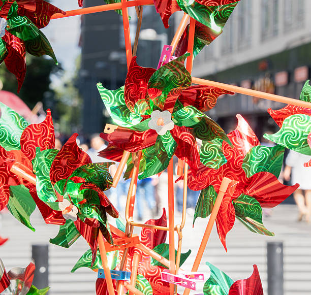 istock A windmill with red, green, and white decorations is on display. Decoration to celebrate Independence Day in Mexico, zocalo 2236649740