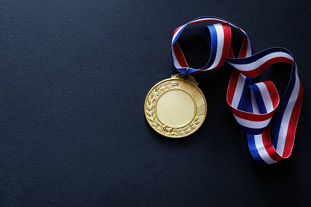Close-up of a gold medal