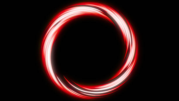 istock Circle vibrant hues of red create a dynamic scene, Abstract circle flow light of colorful particles through neon portal. 2236652063