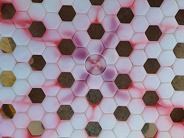 istock Hexagonal Grid with Red and Purple Swirls 2236655867