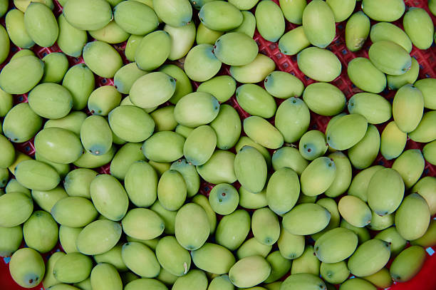 Fresh green lotus seeds filling the frame, creating a natural food background