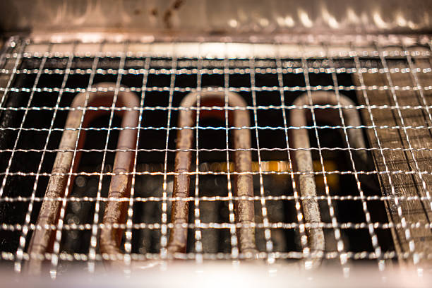 Empty of an electric grill in a restaurant, ready to use