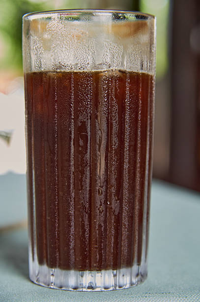 Iced coffee with condensation showing refreshment and coldness