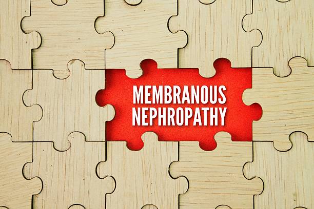 istock Wooden puzzle with the word membranous nephropathy. 2236666727