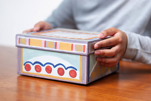 Side view of blue shoe box