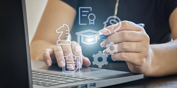 istock Online education and learning with digital icons 2236671369