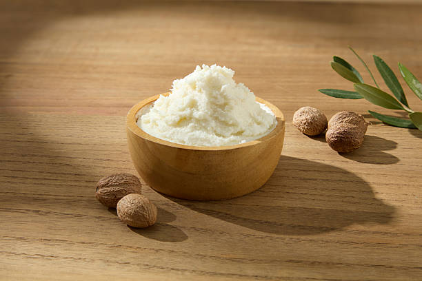 istock Shea butter in a bowl with shea nuts, shot in warm directional light. Clean background for text overlays. Closeup of natural ingredient for body care or hair care product 2236678666