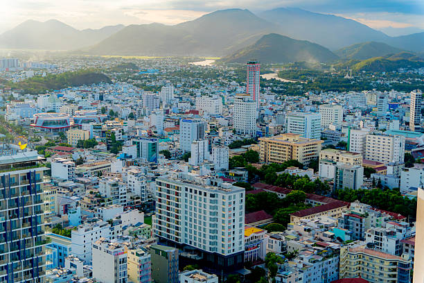 istock A resort town by the sea at sunset. 2236681081