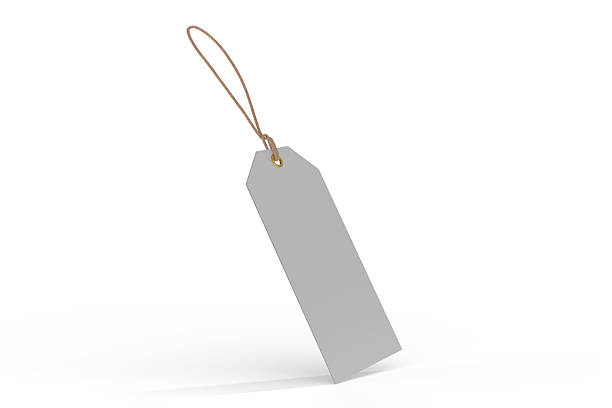 istock 3D mockup of blank rectangle hanging tags with rope strings, metal eyelets, isolated on background. For branding, label design, packaging, fashion, retail, shipping label, wedding tag, gift tag 2236684160