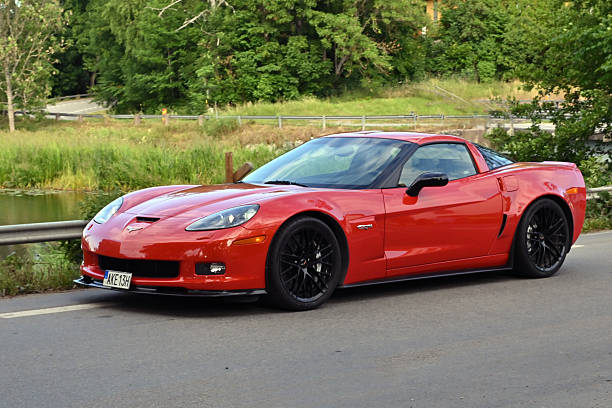 Uppsala, Sweden - July 11, 2023: Chevrolet Corvette Z06 Carbon 2011, in a classic car cavalcade around the town Uppsala in Sweden.