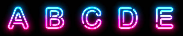 istock Blue pink glowing neon tube font Letter A B C D E 3D 2236690573