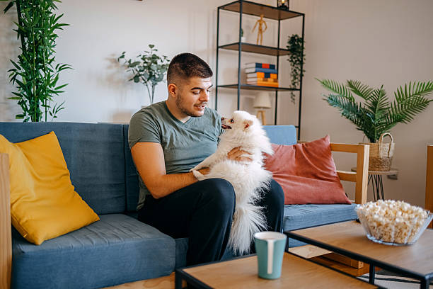 istock Young man spending time at home with his dog 2236704219