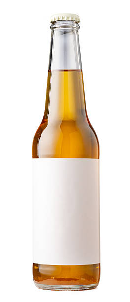 istock Small glass bottle with beer on a white background 2236707304