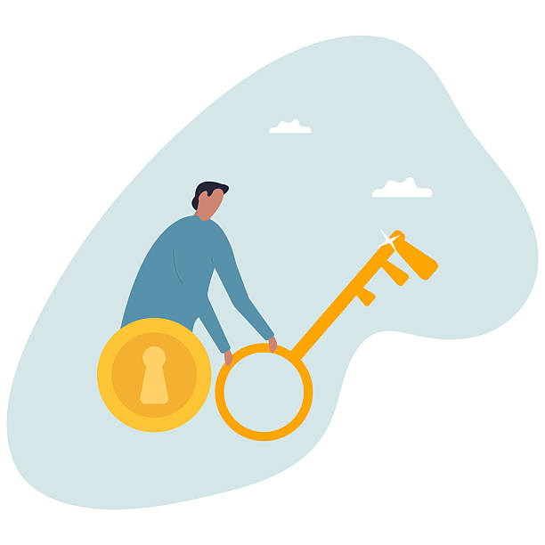 istock Financial key success, unlock secret reward for investment opportunity, wealth solution to make money and gain profit.about a man and his life. 2236710540