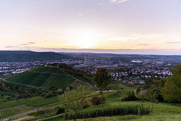 istock Stuttgart skyline and vineyards at sunset from Rotenberg hill 2236710764