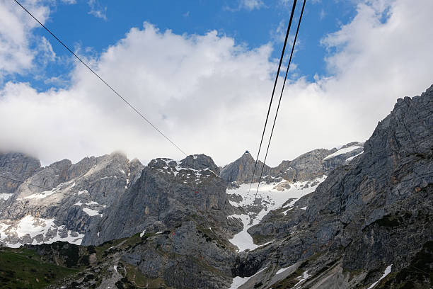 Uphill ride on the Dachstein Glacier Cable Car.