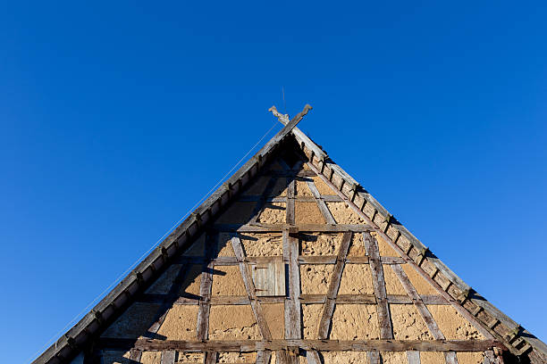 istock gable of half timbered historic farm house in half timbered construction style 2236720886