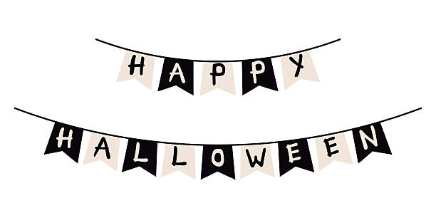istock Halloween bunting garland with hand drawn letters. Festive hanging decoration for party, card, banner and holiday design. Vector illustration. 2236725897