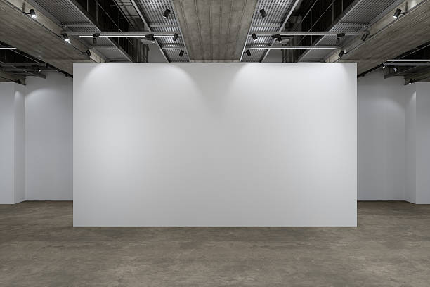 istock Empty White Wall in Modern Art Gallery with Spotlights 2236727143