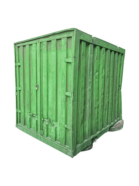 istock Green metal storage container with vertical panels is isolated. 2236727978