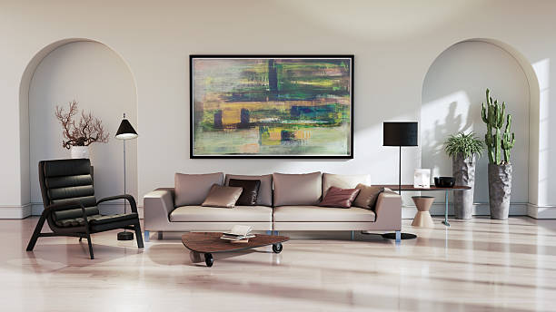 istock Large luxury modern bright interiors Living room mockup illustration 3D rendering image 2236729098